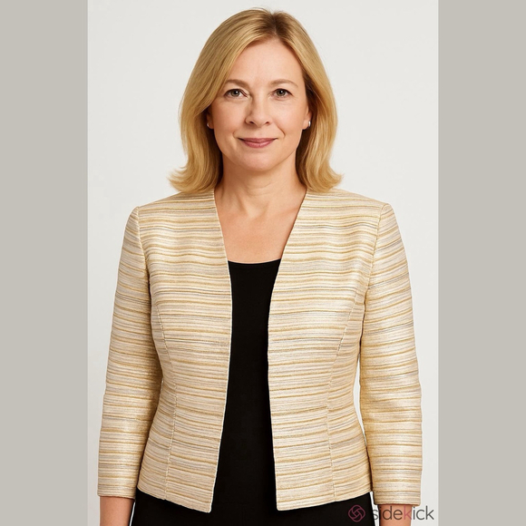 Xscape Jackets & Blazers - XSCAPE by Lawrence Kurtz Gold Silver Metallic Blazer Jacket Women’s Size 4